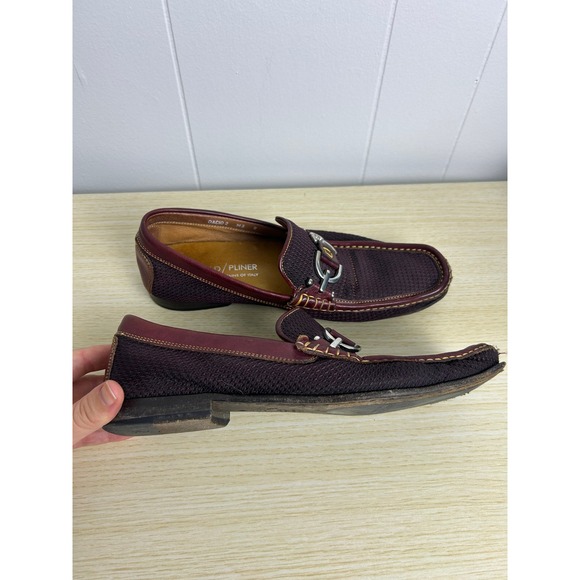 Donald Pliner Dacio Mens 9 Loafers Burgundy Mesh Buckle Driving Shoes classic - Picture 7 of 10
